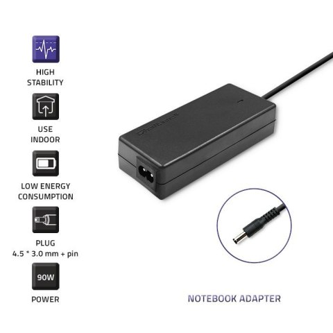 Qoltec Zasilacz Qoltec 51516.90W do notebooka DELL (19,5 V; 4,62 A; 90W; 4.5 mm x 3 mm)