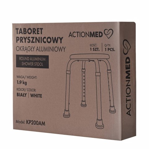 ActionMed Taboret prysznicowy okrągły aluminiowy