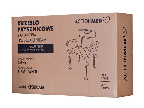 ActionMed Krzesło prysznicowe z oparciem i podłokietnikami