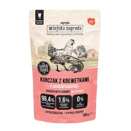 Wiejska zagroda Wiejska Zagroda Karma mokra dla kota Kurczak z krewetkami i walerianą (dorosły) 100g (12 szt/op)