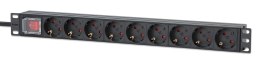 Intellinet Intellinet 715133 rozdzielacz zasilania PDU 9 x gniazdo sieciowe 1U Czarny