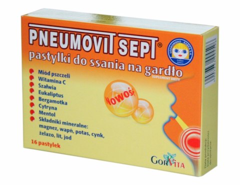 GORVITA Pneumovit sept pastylki na gardło x16 GORVITA Pneumovit sept pastylki na gardło x16