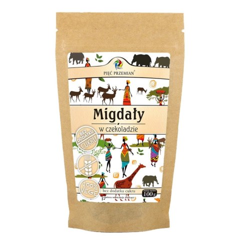 PIĘĆ PRZEMIAN Migdały w czekoladzie bez cukru bezglutenowe 100g