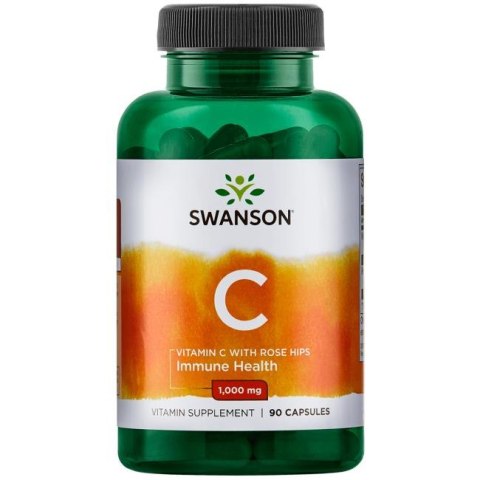 SWANSON Witamina C 1000mg, 90kaps. z dziką różą