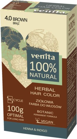 VENITA 100% ziołowa farba do włosów 4.0 brąz 100g