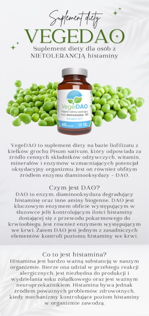 VegeDAO enzym diaminooksydaza 200mU, 60kaps. VegeDAO enzym diaminooksydaza 200mU, 60kaps.