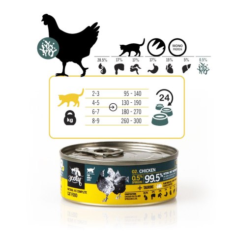 3Coty CHICKEN with Spirulina for Adult cats 80g