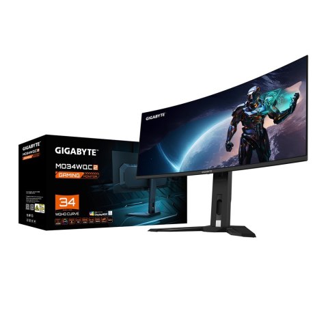 GIGABYTE MO34WQC2 monitor komputerowy 86,4 cm (34") 3440 x 1440 px Wide Quad HD OLED Czarny