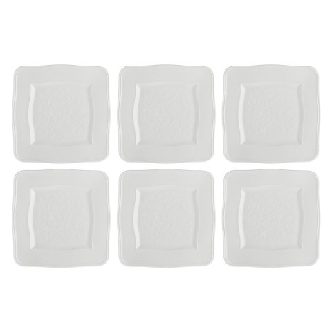 Zestaw 6 talerzy kwadratowych Florentina - Biały, 20 cm