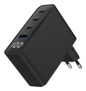 GEMBIRD 4-PORTOWA SZYBKA ŁADOWARKA SIECIOWA GAN (PD) USB (3X USB-A + 1X USB TYP-C) 100W, CZARNA