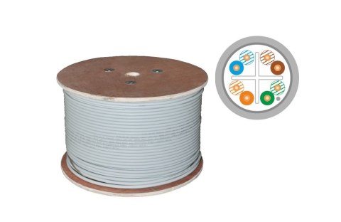 Alantec Kabel F/UTP kat.6, sieciowy, LSOH, Dca 4x2x23 AWG, 1Gb/s (10Gb/s do 55m), 450 MHz, szary, 500m (KIF6LSOH500D)