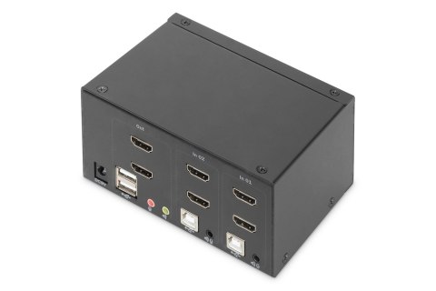 Digitus Przełącznik KVM, 2-portowy, podwójny wyświetlacz, 4K, HDMI®