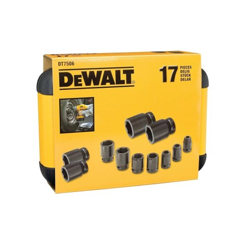 Nasadki udarowe Dewalt DT7506 ( 6mm,8mm,10mm,11mm,12mm,13mm,14mm,16mm,17mm,18mm,19mm,20mm,21mm,22mm,27mm 17szt.)