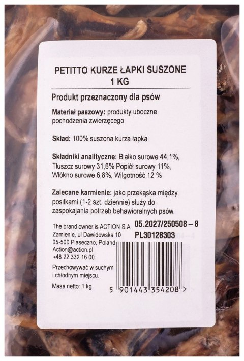 PETITTO Kurze łapki suszone przysmak dla psa 1kg