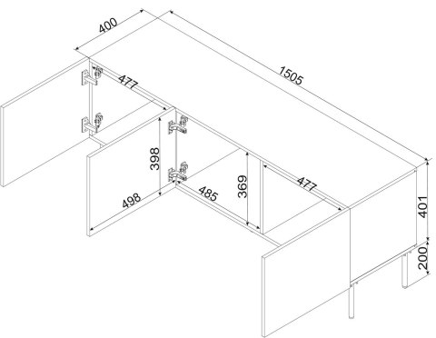 Szafka RTV ISLA 150,5x40x60 kaszmir mat