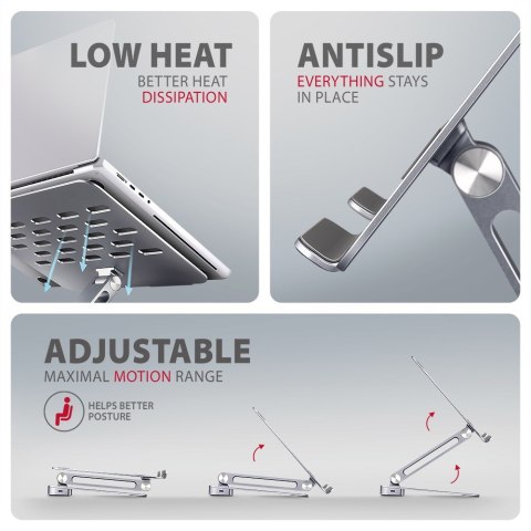 Stojak na laptop 10-16" + hub I/O 7 w 1 AXAGON