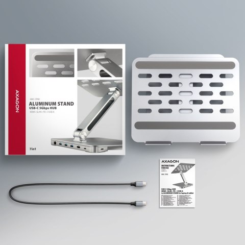 Stojak na laptop 10-16" + hub I/O 7 w 1 AXAGON