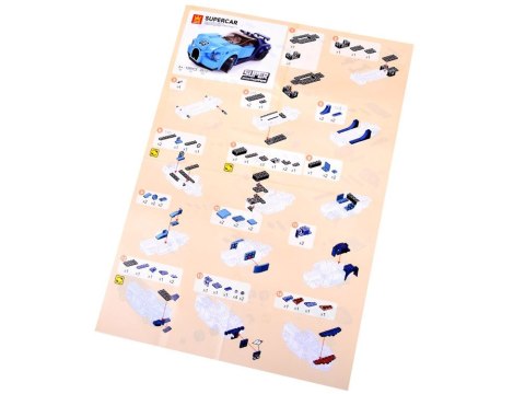 Klocki techniczne Sportowe auto NIEBIESKIE 139-elementów + naklejki ZA4288