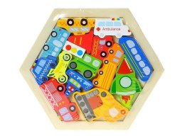Układanka drewniana puzzle pojazdy