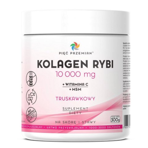 PIĘĆ PRZEMIAN Kolagen rybi truskawkowy + wit. C + MSM 300g