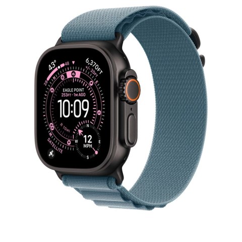 Pasek Apple Alpine Loop 49mm Niebieski - Duży, Czarny Wykończenie Tytanowe