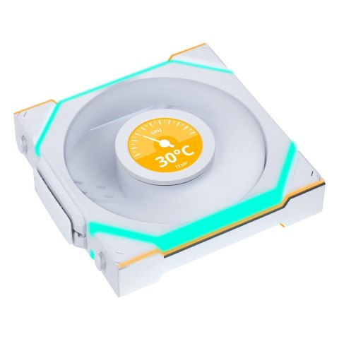 LIAN LI Wentylator Lian Li LULI-100 UNI FAN SL LCD, ARGB, PWM, 3x, 120 mm, Bezprzewodowe sterowanie za pomocą kontrolera 2.4GHz, biały