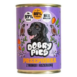 DOBRY PIES Przepiórka z mango i kozierdką mokra karma dla psa 400g