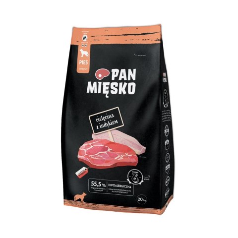 Pan Mięsko Cielęcina z indykiem sucha karma dla psa chrupki M 20kg