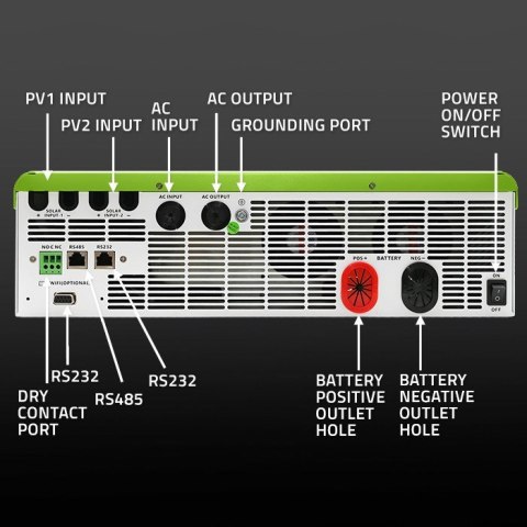 Hybrydowy inwerter solarny Qoltec Off-Grid 11000W | 160A | 48V | MPPT | BMS | Sinus | opcja Wi-Fi | Power Factor 1.0