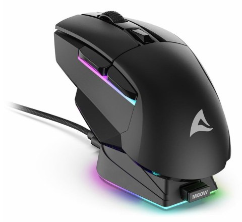 Mysz optyczna RGB Skiller SGM50W czarna + stacja