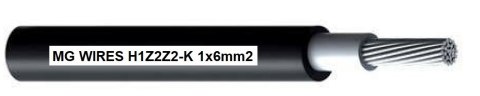 Przewód fotowoltaiczny // MG Wires // 1x6mm2, 0,6/1kV czarny H1Z2Z2-K-6mm2 BK, szpula 500m