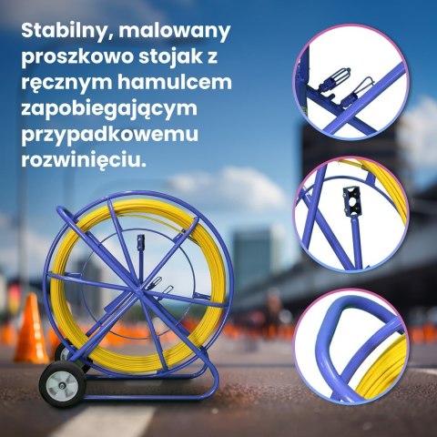 Extralink Pilot do przeciągania kabli Pilot 9mm 150m włókno szklane FRP, śr. 9mm, dł. 150m, żółty