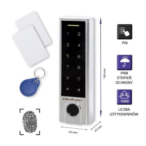 Zamek szyfrowy dotykowy Proteus z czytnikiem linii papilarnych RFID kod karta brelok dzwonek IP68 EM