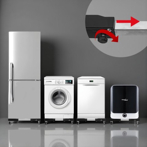 MACLEAN PODSTAWA POD PRALKĘ RUCHOMA, BLOKADA KÓŁEK, SZER. 700-900MM, UNIWERSALNA, DO 200KG MC-119 B