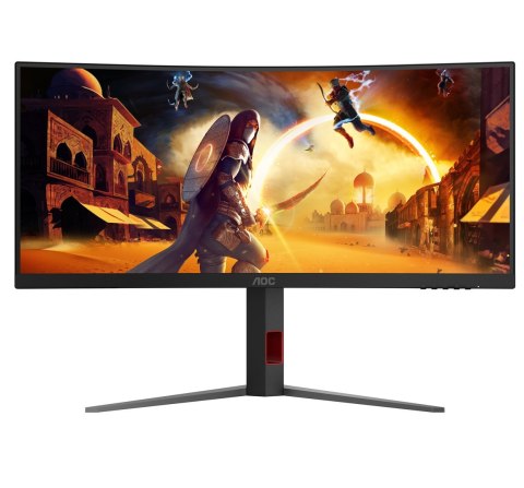 Monitor AOC CU34G4 34" Szybkie VA UWQHD 21:9 180 Hz 1 ms 3440 x 1440 pikseli 300 cd/m2 Ilość portów HDMI: 2 Czarny