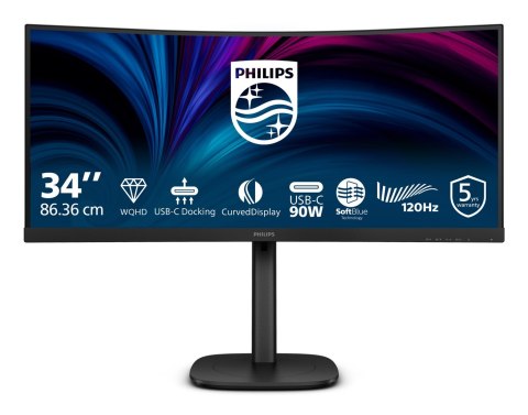 Monitor Philips 86,4cm (34,0") 34B2U3600C 21:09 HDMI+DP+USB-C