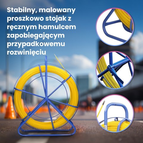 Extralink Pilot 8mm 75m | Pilot do przeciągania kabli | włókno szklane FRP, śr. 8mm, dł. 75m, żółty (EX.30899)
