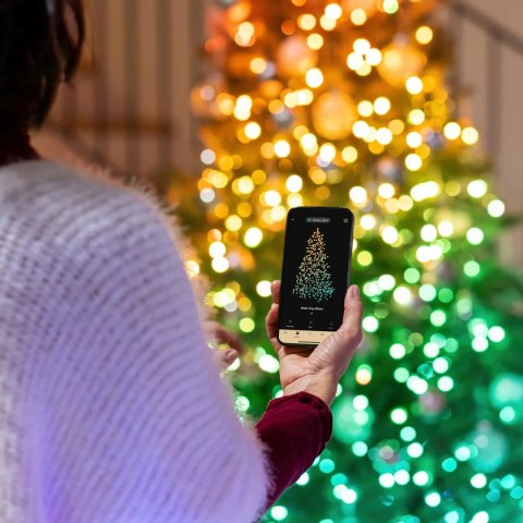 Twinkly Candies - 200 Lampki w kształcie świeczki RGB LEDs, przezroczysty przewód, USB-C