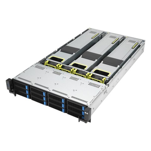 Platforma Asus Rack (2U) RS720A-E12-RS24U AMD Epyc 9004 (24x NVMe, 2xM.2, 3xGPU, 2x10Gbe, IPMI, 1+1 2600W)