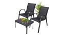 Klasyczny zestaw mebli ogrodowych Black Forest tekstylen dwa krzesła + stolik czarny