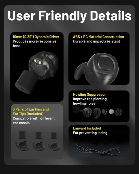 Słuchawki aktywne NE20 z redukcją szumów czarne