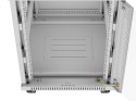 Szafa instalacyjna rack stojąca 19" 15U 600x800 szara drzwi szklane LCD Lanberg (Flat Pack) V2