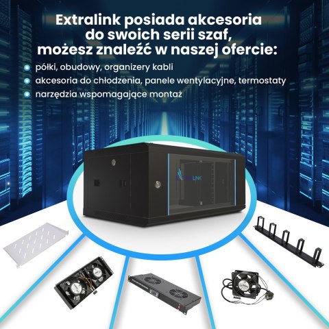 Extralink Szafa rack 4U 600x450 Czarna montowana na ścianie