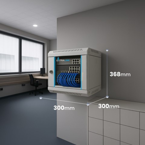 Extralink Szafa rack 6U 10" Szara montowana na ścianie