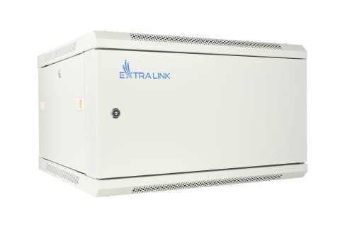 Extralink Szafa rack 6U 600x600 ASP Szara montowana na ścianie, drzwi blaszane pełne