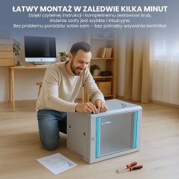 Extralink Szafa rack 9U 600x600 Szara montowana na ścianie
