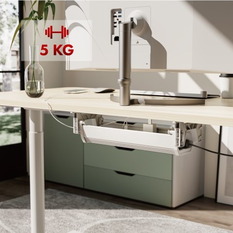 MACLEAN ORGANIZER PODBIURKOWY NA KABLE/ PRZEDŁUŻACZ, MAX. OBCIĄŻENIE 5KG, BIAŁY MC-106 W