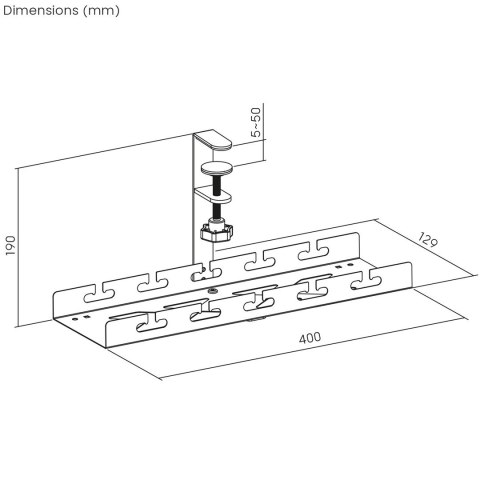 MACLEAN ORGANIZER PODBIURKOWY NA KABLE, MAX. OBCIĄŻENIE 5KG, CZARNY, MC-105 B