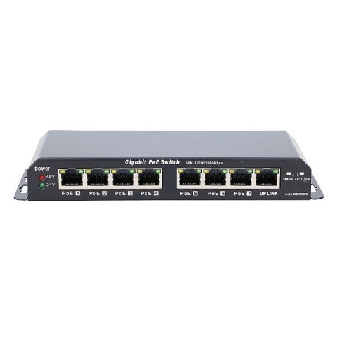 Extralink Switch PoE KRATOS 7x Gigabit PoE, 1x Uplink RJ45, Zasilacz 24V 2.5A, Moc 60W