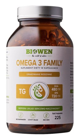 BIOWEN Omega 3 Family TG 720mg EPA, 480mg DHA 225 kaps.